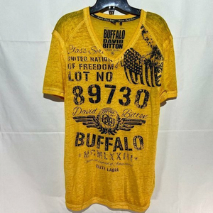 Medium Buffalo David Bitton Wide V Neck T Shirt Yellow‎ LIKE NEW